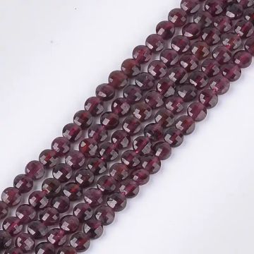 Естестевен Гранат плоски фасетирани мъниста 4~4,5x2,5~3 мм - наниз 37 ~ 38 см.