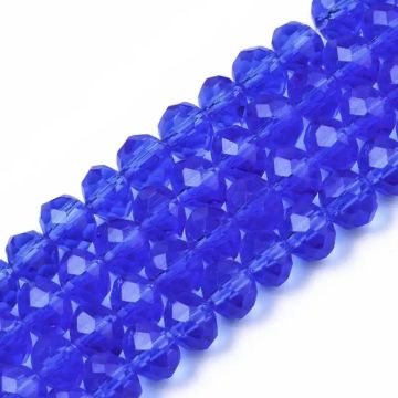 Стъклени фасетирани мъниста 6x5мм, Royal Blue - наниз 80- 83 бр