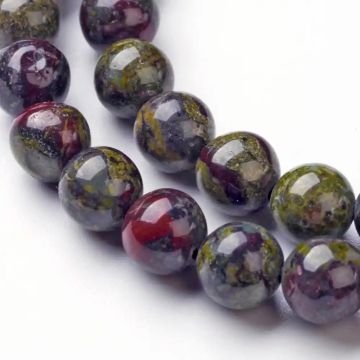 Яспис Dragon Blood, Драконов Камък мъниста 8 мм - 22 бр