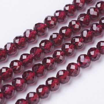 1 Гранат на кръгли мъниста с фасет 3~3,5 мм нанизи