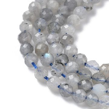 Лабрадорит естествен фасетирани мъниста 4мм, Gray- наниз 37 см 