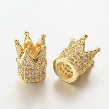 Мънисто Корона с инкрустирани кубични циркони, 12x9мм - 1 бр.