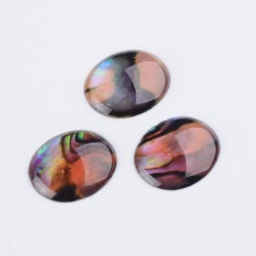 Кабошон овална плочка от океански рапан Abalone / Paua 12x10x1.5~2 мм - 1 брой