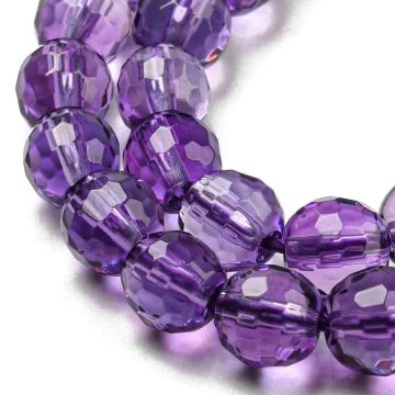 Аметист мъниста 5~5,5 мм, клас А, 128 стенен фасет - наниз 39 см