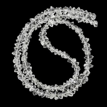 Полиран кварц Херкимер (Herkimer Diamond) късчета 9~12x2~4мм - наниз 20-20,5 см