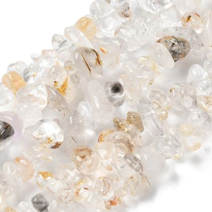 Естествен Херкимер (Herkimer Diamond) чипс мъниста 5~8x5~8мм - наниз около 40см