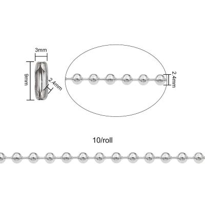 2 Верижка Ball Chain от неръждаема стомана 304 - 2,4 мм