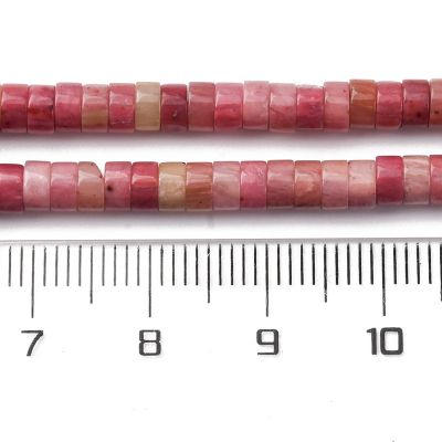 Естествен родонит Heishi мъниста диск 4.5x2.5 мм - наниз 38 см.