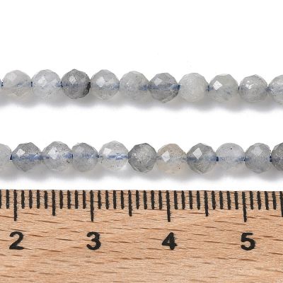 Лабрадорит естествен фасетирани мъниста 4мм, Gray- наниз 37 см 