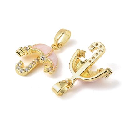  Висулка чадърче с розов емайл и циркони, 18K златно покритие, 16x13.5x5.5 мм - 1 бр