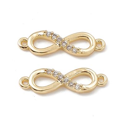 Конектор безкрайност (Infinity) с 18К златно покритие и циркони, 17x5x2мм-1 брой