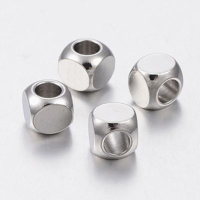 Мъниста кубче от неръждаема стомана 304, 5x5x5мм - 10 бр