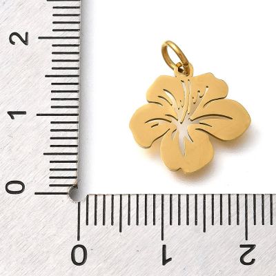 Висулка цвете от стомана 304 с 18K златно покритие, 14x14.5x1мм - 1 бр