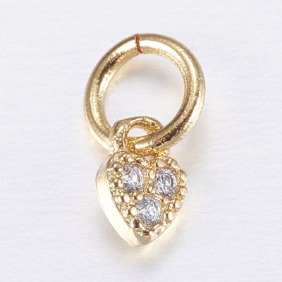 Мини висулка сърчице с кубични цирконии, 5x3.5x1.5мм - 1 бр