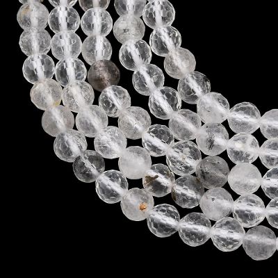 Естествен кварц Херкимер (Herkimer Diamond) фасетирани мъниста 6~6.5мм - наниз 30 бр.