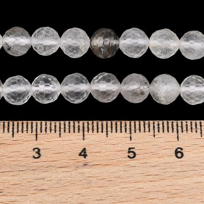 Естествен кварц Херкимер (Herkimer Diamond) фасетирани мъниста 6~6.5мм - наниз 30 бр.