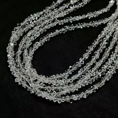 Полиран микро Херкимер кварц (Herkimer Diamond) кристали 1.5~2x1.5~3мм - наниз 40см