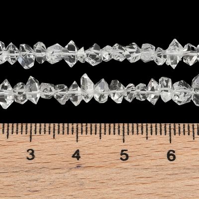 Полиран кварц Херкимер (Herkimer Diamond) късчета 9~12x2~4мм - наниз 20-20,5 см