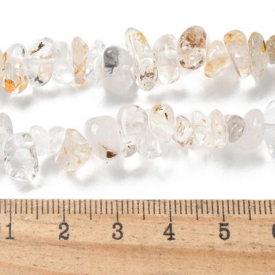 Естествен Херкимер (Herkimer Diamond) чипс мъниста 5~8x5~8мм - наниз около 40см
