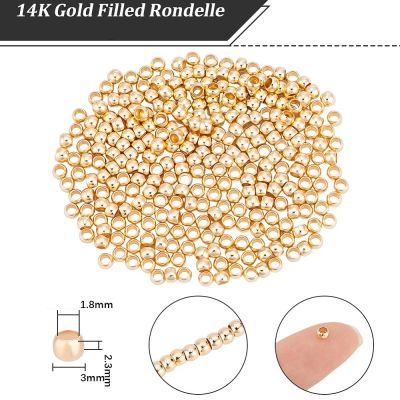 Мини мъниста 3x2.3мм с 14K златно ламиниране/ Gold Filled - 20 бр.