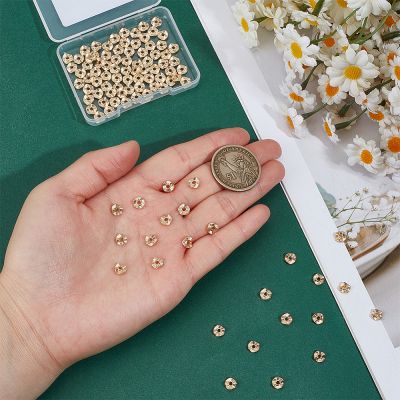 Вълнообразни мъниста диск 6x2 мм с 14K златно ламиниране / Gold Filled - 5 броя