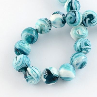 Ръчно изработено мънисто обло 14мм, Lampwork, 10 броя
