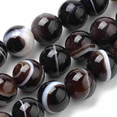 Ахат Coconut Brown мъниста 8мм - 23 броя 