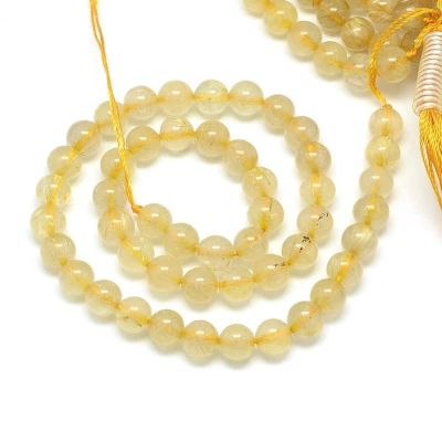 Златен кварц - косите на Венера  мъниста 6мм наниз