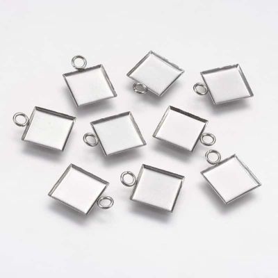 Обков за висулка от стомана 304 с плочка за кабушон 10x10мм чч