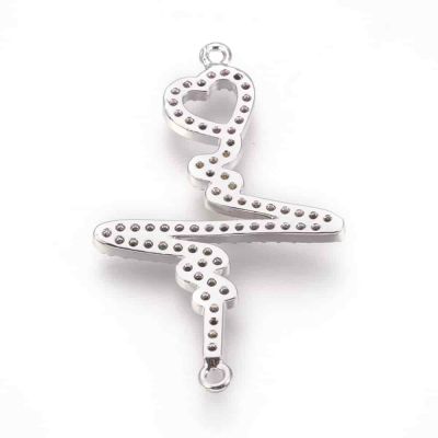 Конектор Импулс и Сърце с Cubic Zirconia 38x23x2мм