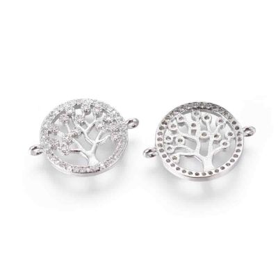 Конектор Дървото на Живота с Cubic Zirconia 15x20x3мм