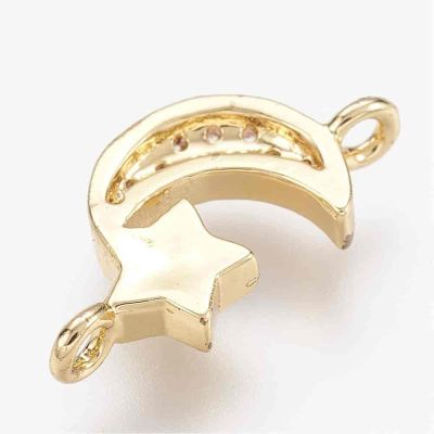 Конектор Moon and Star, Golden с Cubic Zirconia 16.5x8.5x3мм 