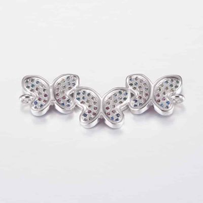 Конектор Пеперуда Platinum с Cubic Zirconia 11x32x3мм