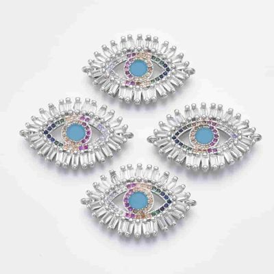 Конектор Тюркоазено Око с Cubic Zirconia 16.5x24.5x3мм