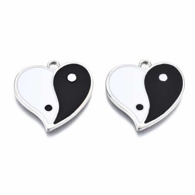 АА Висулка сърце с цветен емайлиран символ Yin Yang