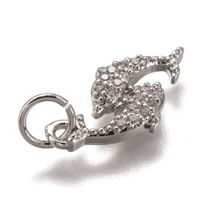 АА Метални делфини висулка 16x8 мм с украса от Cubic Zirconia