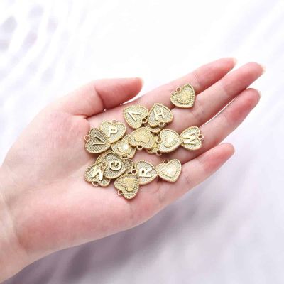 Комлект от метални сърца с латинските букви от A~Z  с покритие 18К злато 4