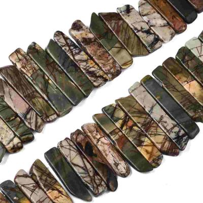 Яспис Пикасо , наредени по дължина плочки 18~52x8~12x4~5,5 мм а