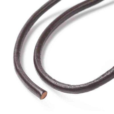 Объл кожен шнур от телешка кожа Coconut Brown, Ø 3 мм -  1 метър