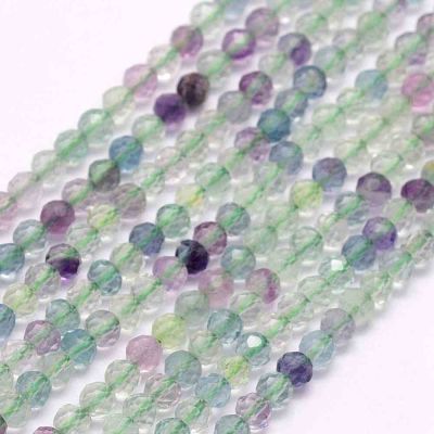 Флуорит мини фасетитани мъниста 2~2.5x2 мм – наниз 38~40 см